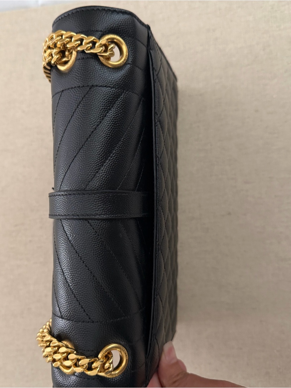 Saint Laurent Black Quilted Leather Shoulder Bag with Gold Hardware - Picture 8 of 16